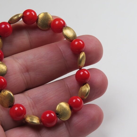 Genuine Coral Sterling Silver18k plated beads Bracelets lot sale 2 pieces - Picture 4 of 5